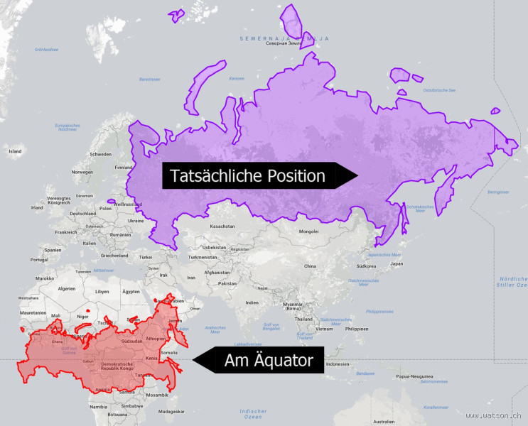 Wie groß ist Russland im Vergleich zu USA?
